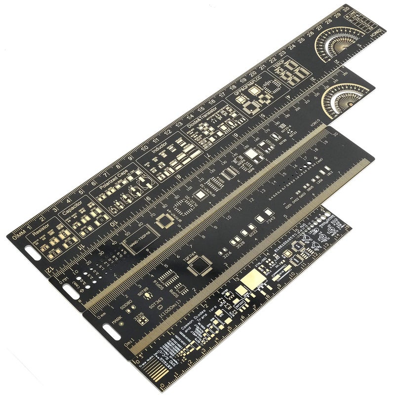 Mayata 3PCS/4PCS 15cm 20cm 25cm 30cm Multifunctional PCB Ruler Measuring Tool Resistor Capacitor Chip IC SMD Diode Transistor Package 180 Degrees (4pcs/lot) - Image 1